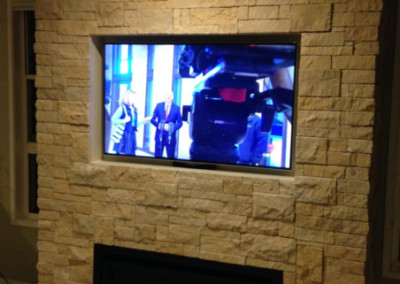 Gas Fireplace, Stone Feature Wall