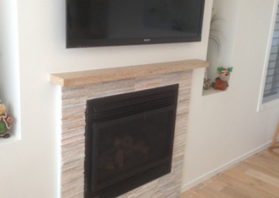Gas Fireplace, Stone Feature Wall