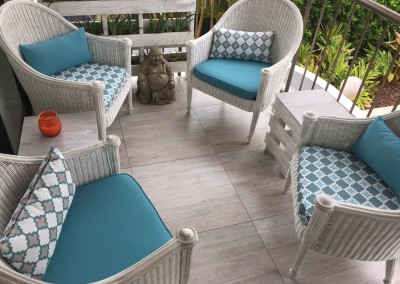 Balcony New Tiles, Refurbished Chairs and Veggie Patch (after)