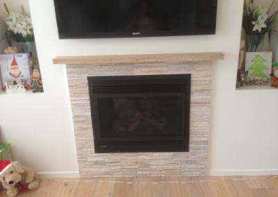 Gas Fireplace, Stone Feature Wall