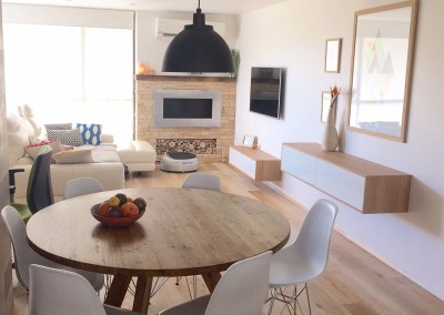 Ethanol Fireplace, Stone Feature Wall
