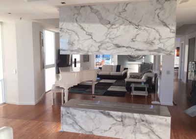 Ethanol Fireplace, Marble Imitation Feature Wall